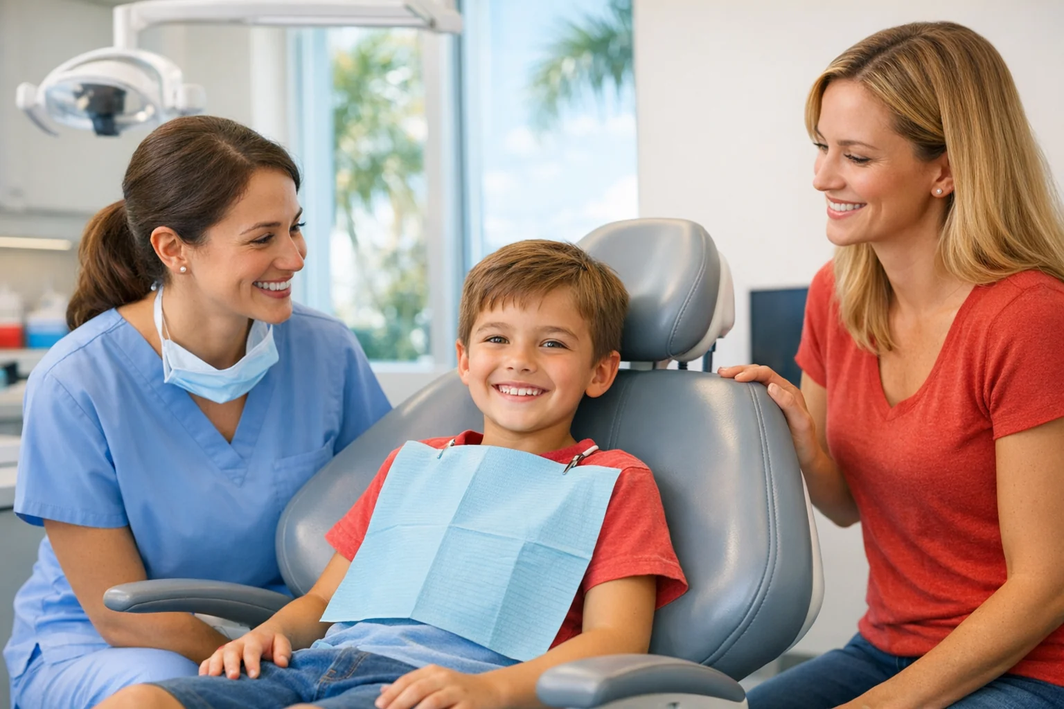 Family at a dental appointment